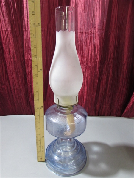 HOBNAIL MILK GLASS LAMP & OIL LAMP