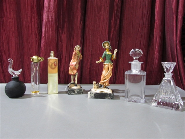 VINTAGE FIGURINES AND COLLECTABLE BOTTLES
