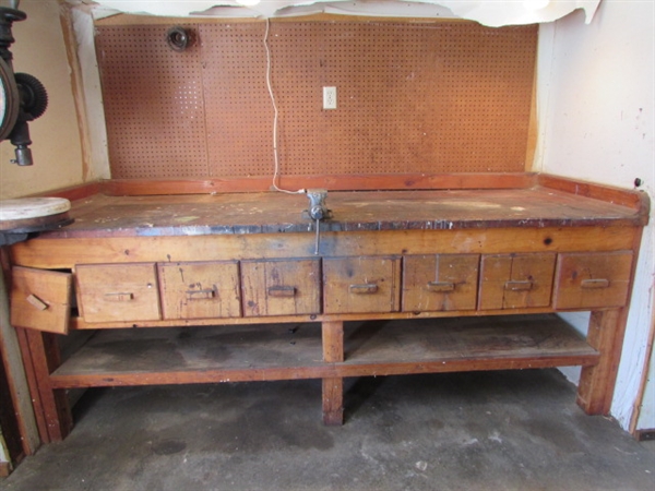LARGE WOOD WORK BENCH *LOCATED OFF SITE #2*