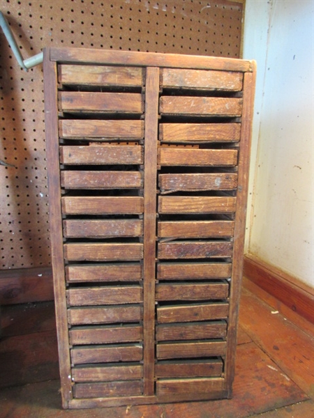 WOOD BOX FULL OF SMALL DRAWERS *LOCATED OFF SITE #2*