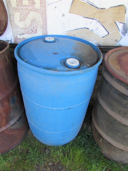 2 METAL 55 GALLON DRUMS WITH LIDS & 1 PLASTIC 55-GALLON DRUM *LOCATED OFF SITE #2*