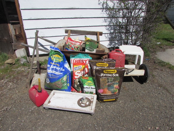 WHEELBARROW, POTTING SOIL, FERTILIZERS & MORE *LOCATED OFF SITE #2*