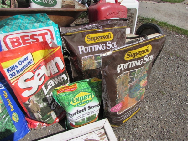 WHEELBARROW, POTTING SOIL, FERTILIZERS & MORE *LOCATED OFF SITE #2*