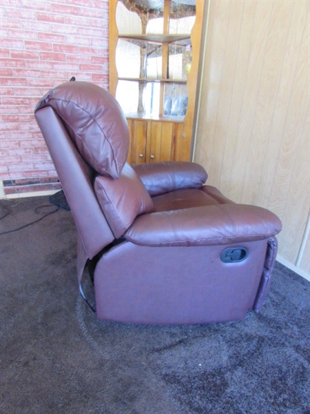 FAUX LEATHER BURGUNDY RECLINER *LOCATED OFF SITE #3*