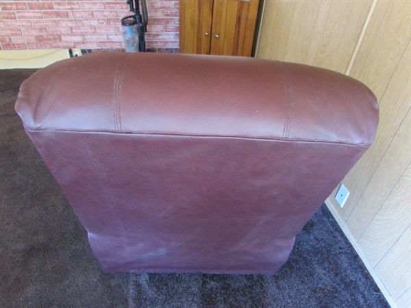 FAUX LEATHER BURGUNDY RECLINER *LOCATED OFF SITE #3*