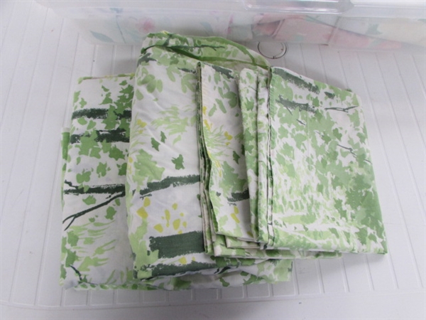 VARIOUS SHEETS & PILLOWCASES IN STORAGE TOTE