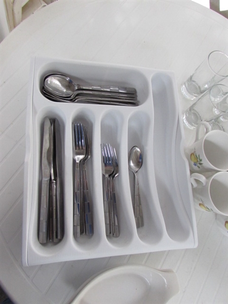 CORELLE DINNERWARE, CAMBRIDGE FLATWARE, STEMWARE & DRINKING GLASSES