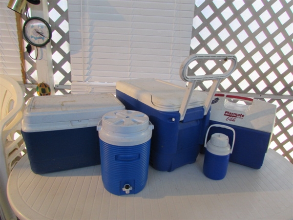 BLUE IGLOO & RUBBERMAID ICE CHESTS & MORE *LOCATED OFF SITE #3*