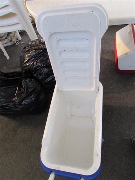 BLUE IGLOO & RUBBERMAID ICE CHESTS & MORE *LOCATED OFF SITE #3*