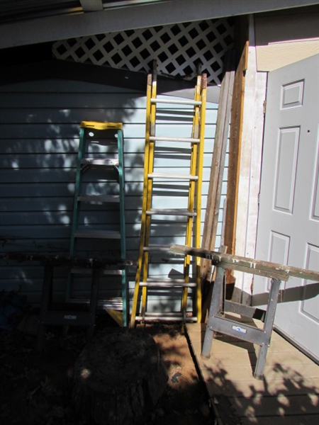 2 LADDERS & A PAIR OF SAWHORSES *LOCATED OFF SITE #3*