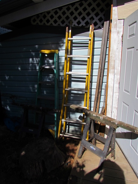 2 LADDERS & A PAIR OF SAWHORSES *LOCATED OFF SITE #3*