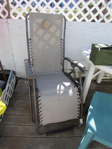 2 ZERO GRAVITY CHAIRS, PATIO TABLES & MORE *LOCATED OFF SITE #3*