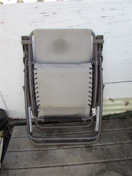 2 ZERO GRAVITY CHAIRS, PATIO TABLES & MORE *LOCATED OFF SITE #3*