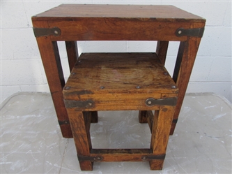 TWO SMALL RUSTIC TABLES