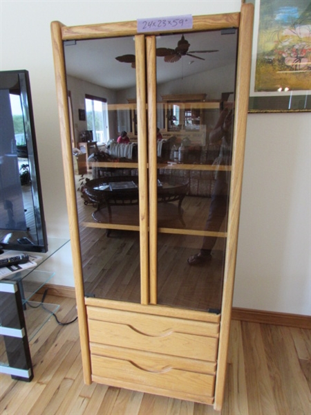 TALL MEDIA CABINET WITH GLASS DOORS