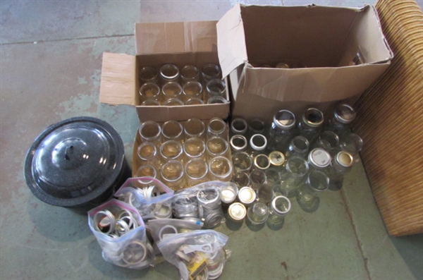 CANNING JARS, LIDS & LARGE CANNING POT