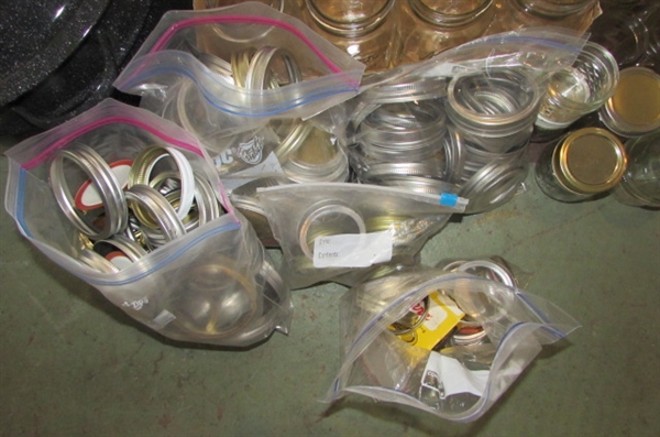 CANNING JARS, LIDS & LARGE CANNING POT