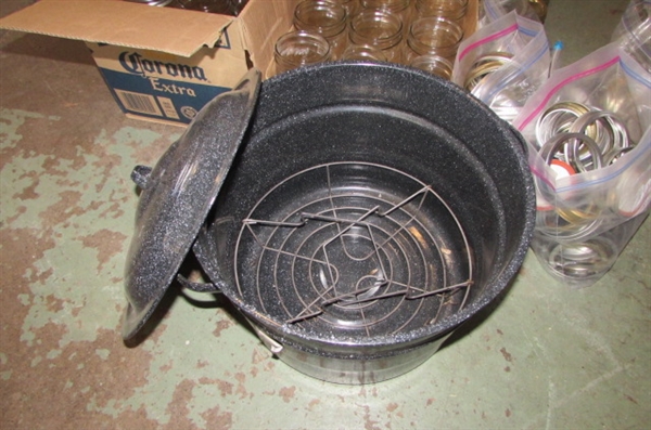 CANNING JARS, LIDS & LARGE CANNING POT