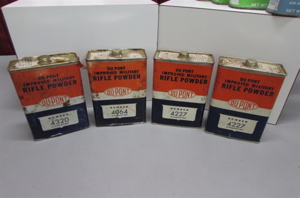 LARGE COLLECTION OF VINTAGE & NEWER POWDER TINS, CANS & BOTTLES