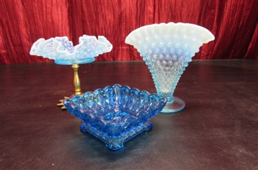 BLUE FRENCH HOBNAIL DISHES & MORE