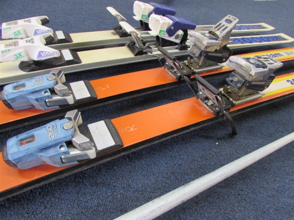 2 PAIR OF K2 SKIS WITH BINDINGS & A PAIR OF REFLEX POLES
