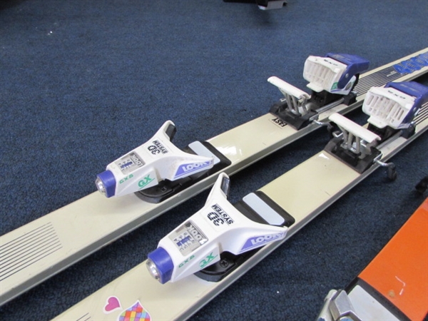 2 PAIR OF K2 SKIS WITH BINDINGS & A PAIR OF REFLEX POLES