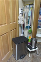 STAINLESS STEEL TRASH CANS AND CLEANING SUPPLIES