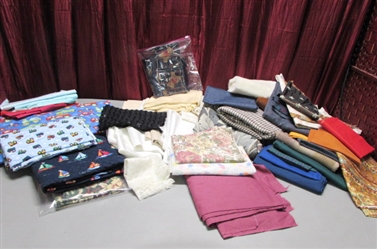 LARGE LOT OF FABRIC FOR YOUR SEWING PROJECTS!