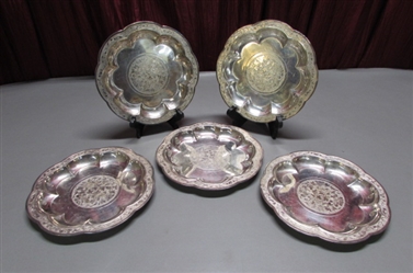 SET OF 5 SILVERPLATE 9" PLATES FROM THE YUAN DYNASTY
