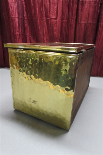 BRASS STORAGE BOX WITH HINGED LID