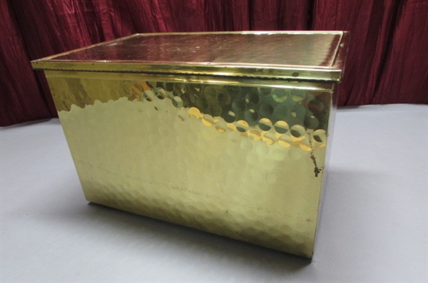 BRASS STORAGE BOX WITH HINGED LID