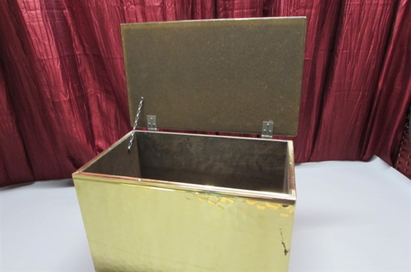 BRASS STORAGE BOX WITH HINGED LID