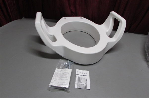 TOILET SEAT RISER & 2 PORTABLE BIDETS