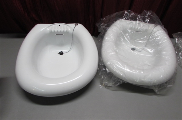 TOILET SEAT RISER & 2 PORTABLE BIDETS