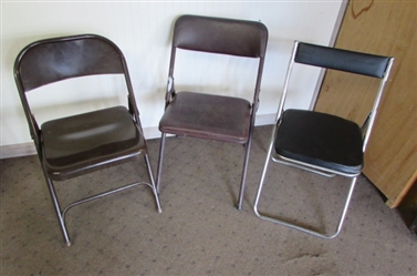 3 MISMATCHED METAL FOLDING CHAIRS