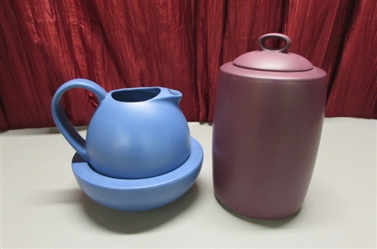 BRET BORTNER POTTERY - BOWL/PITCHER & CANISTER