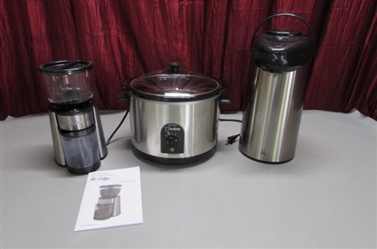 WEST BEND SLOW COOKER, MR. COFFEE COFFEE GRINDER & TIGER AIR POT