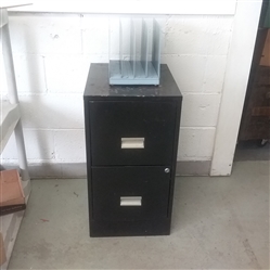 TWO DRAWER FILE CABINET WITH  FILE HOLDER