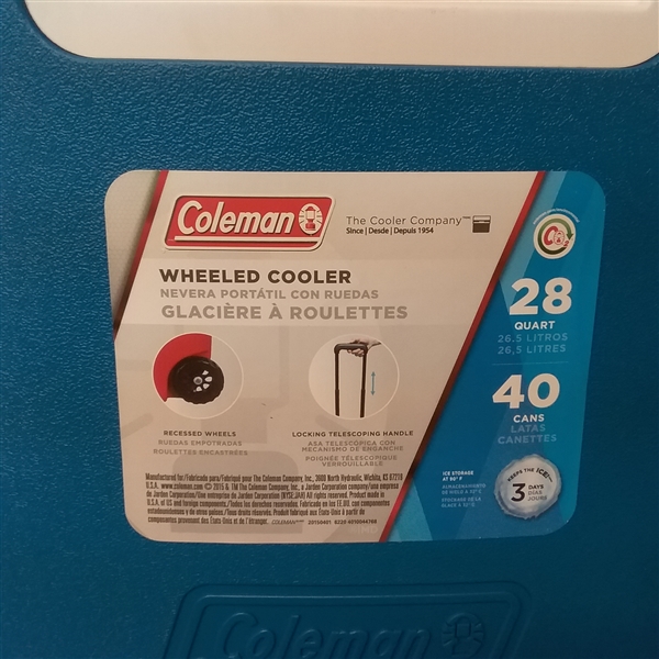 COLEMAN 28 QT WHEELED COOLER