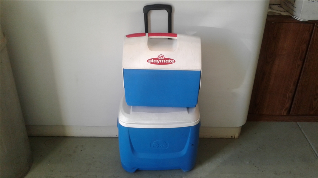 IGLOO PLAYMATE ICE CHEST AND ROLLING IGLOO ICE CHEST 