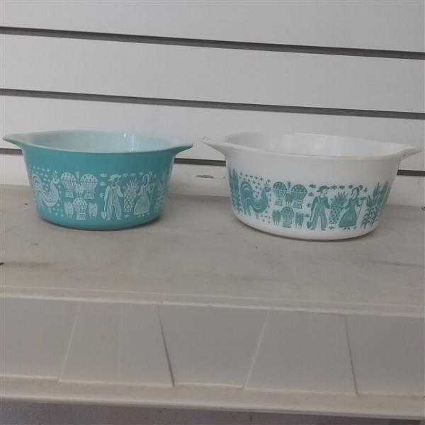 3 PYREX BOWLS AND BAKING PAN