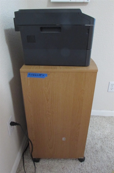 PRINTER STAND W/BROTHER LASER PRINTER & FILE BOX