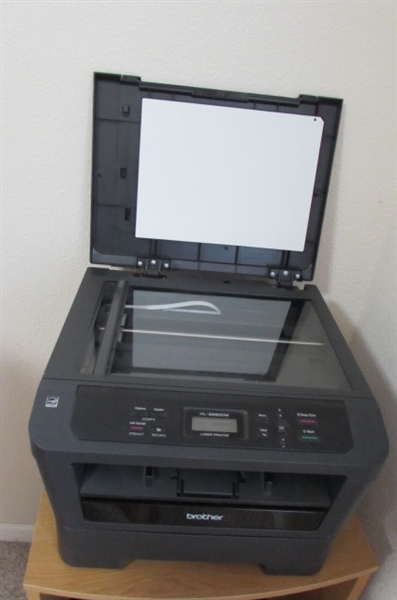 PRINTER STAND W/BROTHER LASER PRINTER & FILE BOX