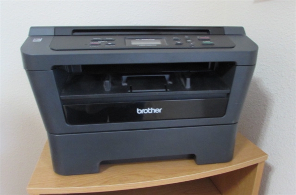 PRINTER STAND W/BROTHER LASER PRINTER & FILE BOX