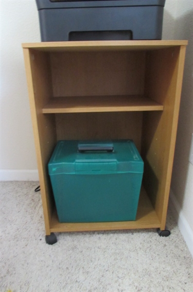 PRINTER STAND W/BROTHER LASER PRINTER & FILE BOX