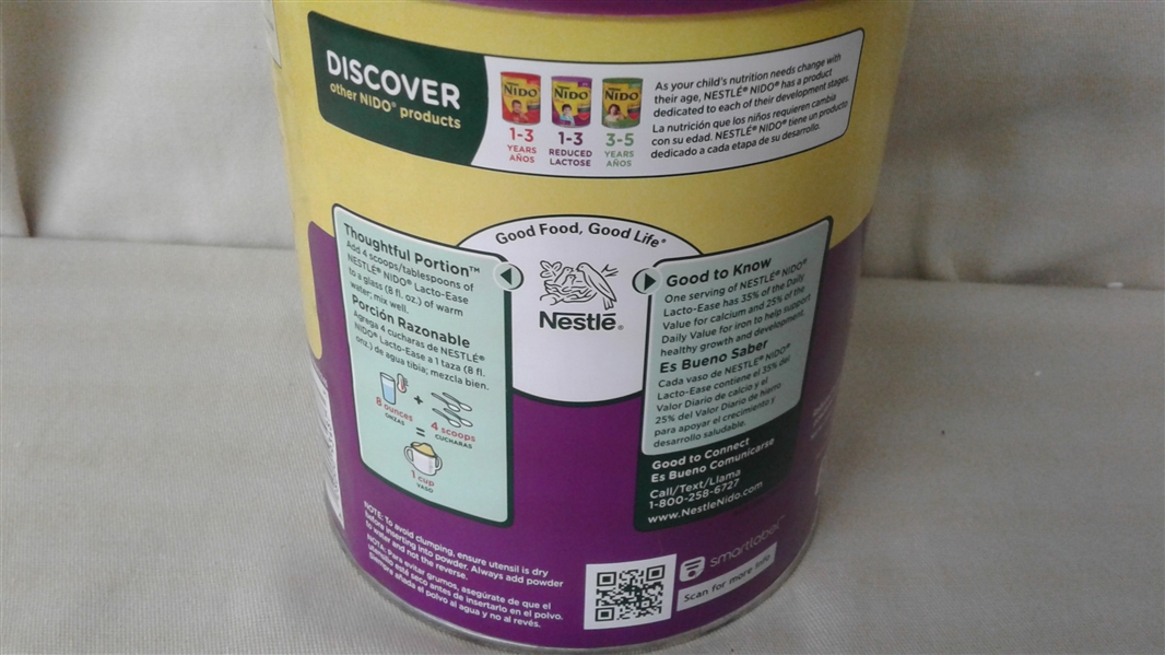 NESTLE NIDO WHOLE MILK POWDER LACTO-EASE REDUCED LACTOSE 1.76LB CANNISTER