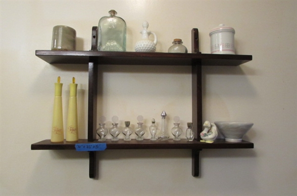 SOLID WOOD DISPLAY SHELF & DECOR