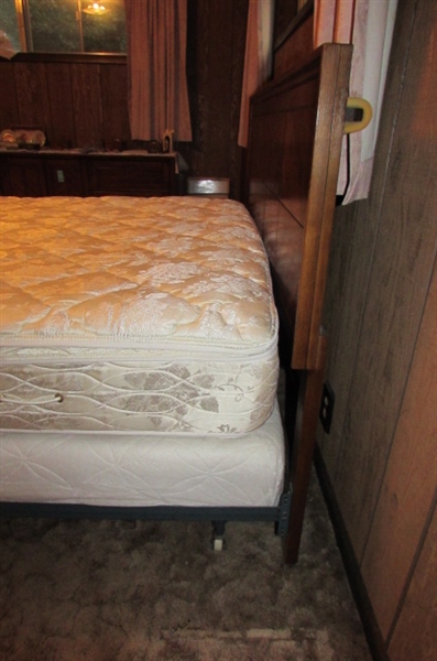 FULL SIZE BED WITH 'BROOKSTONE' WOODEN HEADBOARD