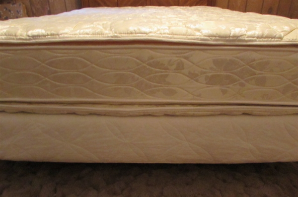 FULL SIZE BED WITH 'BROOKSTONE' WOODEN HEADBOARD