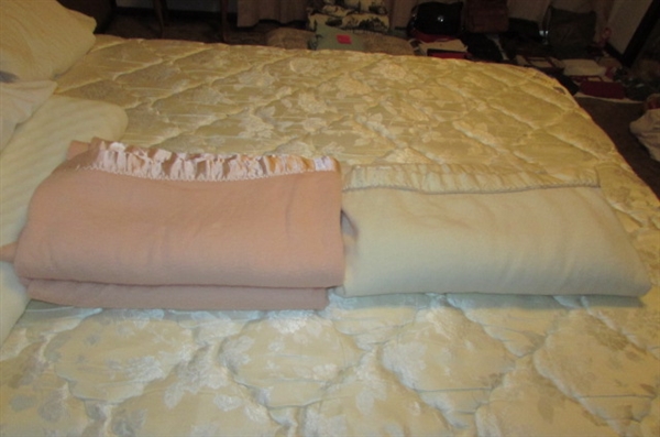 FULL SIZE BED WITH 'BROOKSTONE' WOODEN HEADBOARD